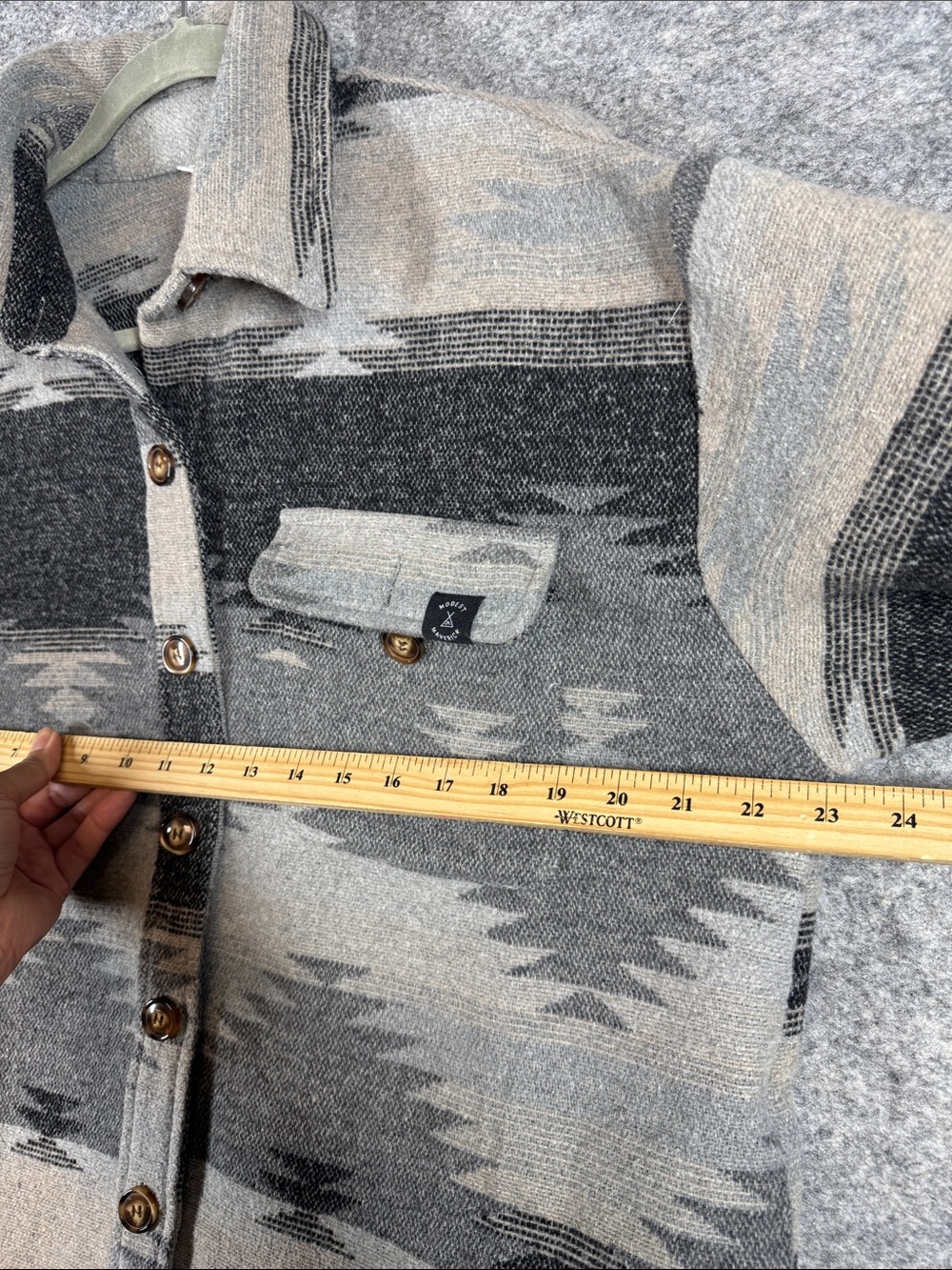 Patterned Button Up Shacket Aztec Western Print Boho Jacket Large Rodeo Festival - Picture 7 of 14